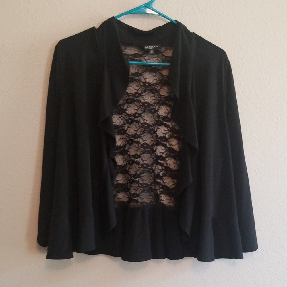 Black Back Lace Bolero Top